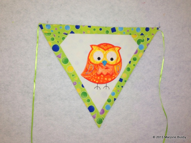 Embroidered Triangle Flag with Cute Yellow Owl