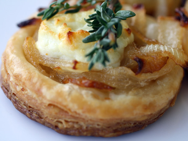 Close Up of Cheese Tart with Garnish 