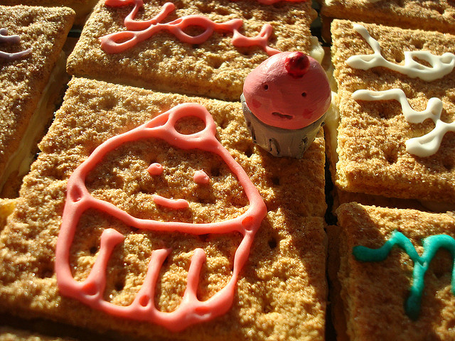 Graham Crackers Decorated with Colorful Icing