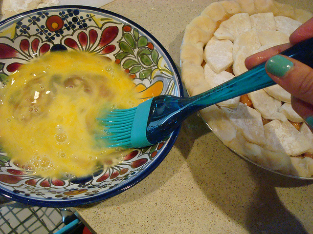 Basting Brush in Beaten Eggs, Next to Pie