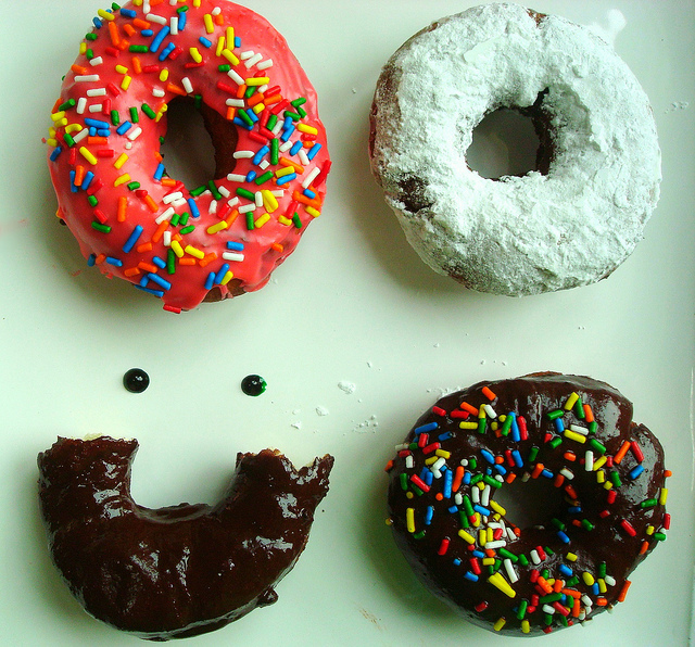 Four Donuts, One Forming Smiley Face