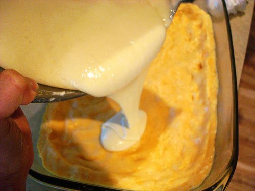 Pouring Batter into Pan