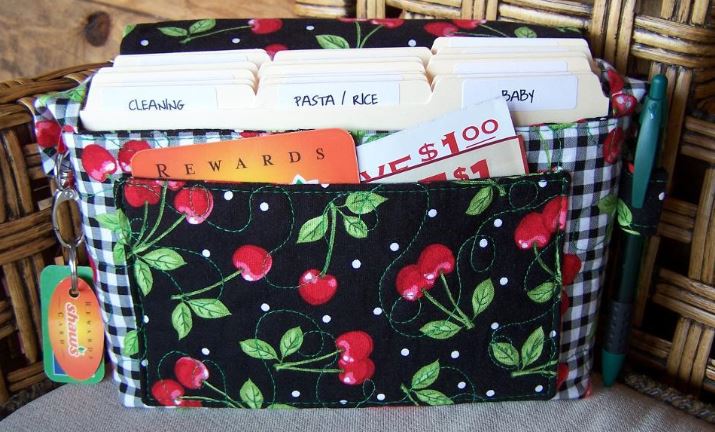 Quilted Cherry Coupon Organizer with Folders