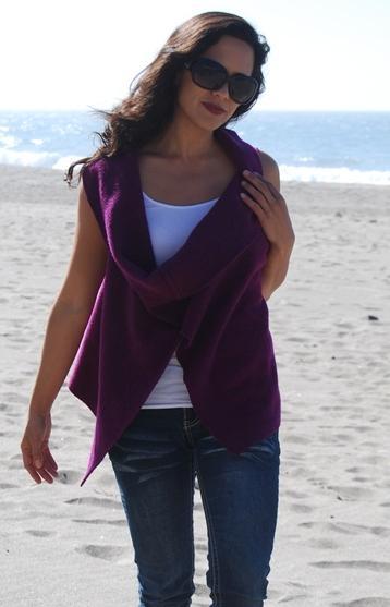 Woman Modeling Vest on Beach