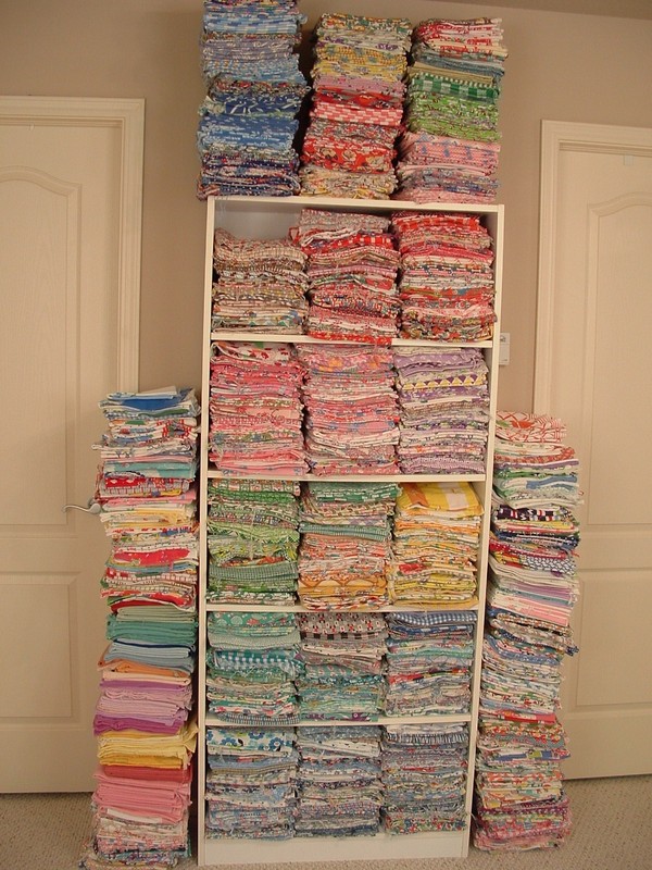 Shelf Stacked with Hundreds of Different Fabrics