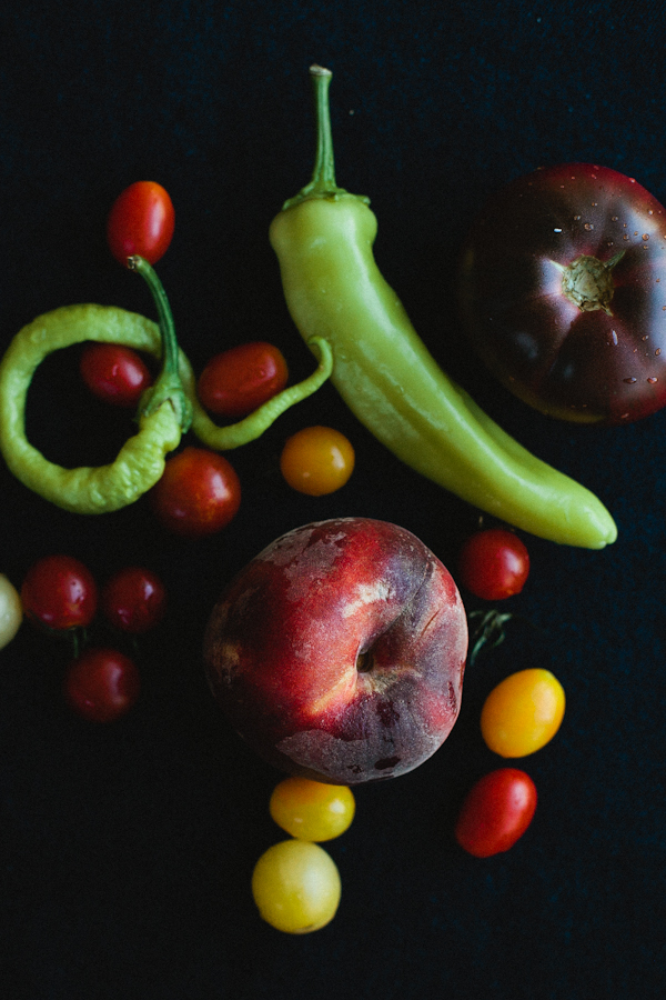 Colorful Peppers andTomatoes and Peach