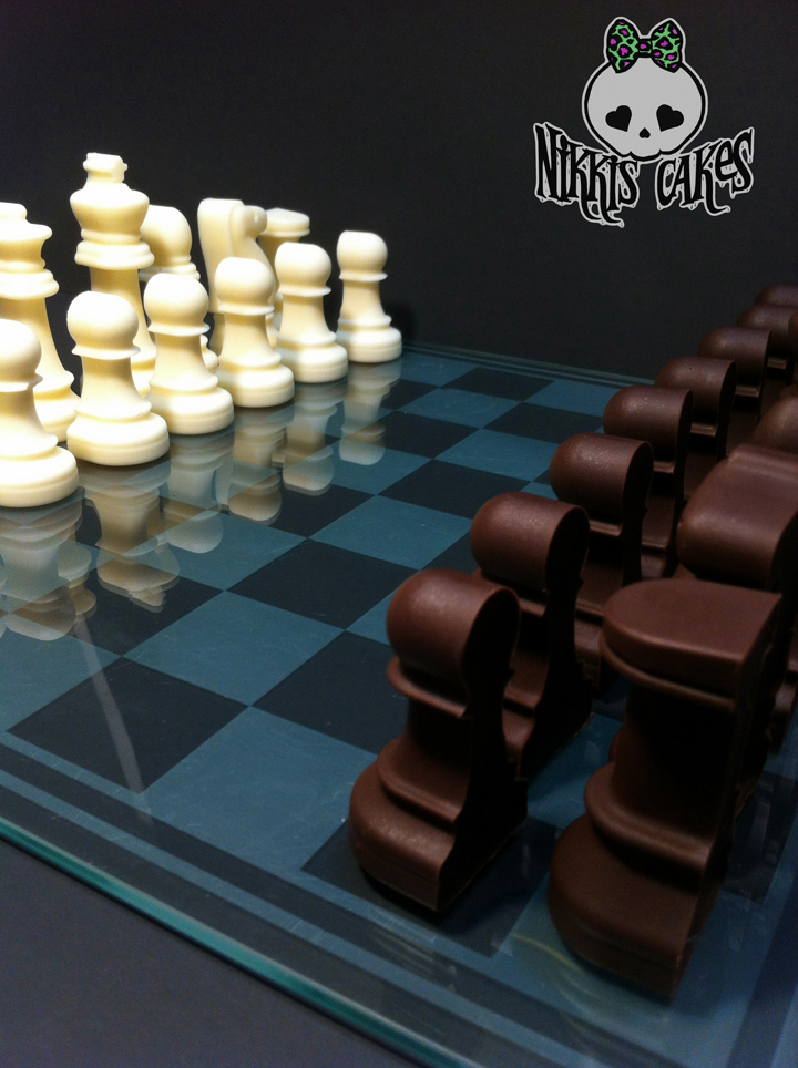Cake in Shape of Chess Board and Pieces