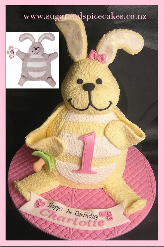 Cake Modeled Like a Fuzzy, Smiling Bunny