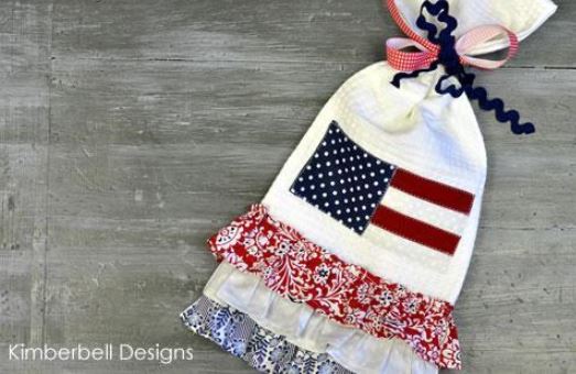 Quilted Kitchen Towel with American Flag Pattern