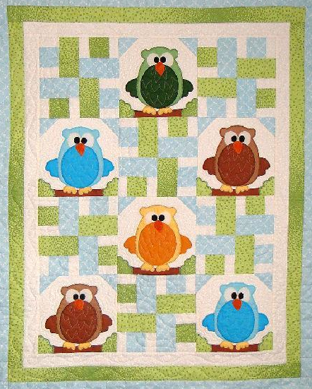 Colorful Owl Quilt with Woven Pattern