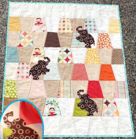 Colorful Patterned Elephant Quilt