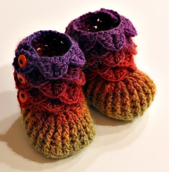 Rainbow Crocheted Baby Booties