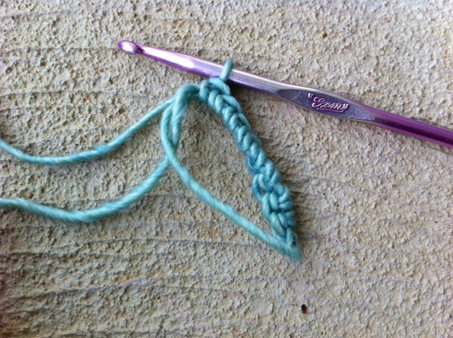 Crochet Hook with Stitched Yarn, Beginning of Magic Ring