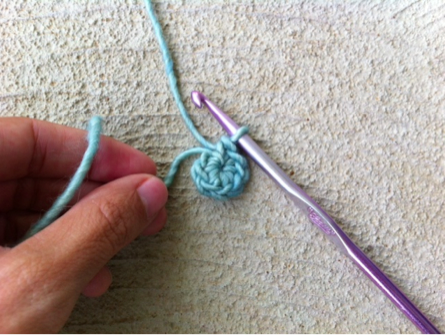 Crochet Hook with Looped, Stitch Ring