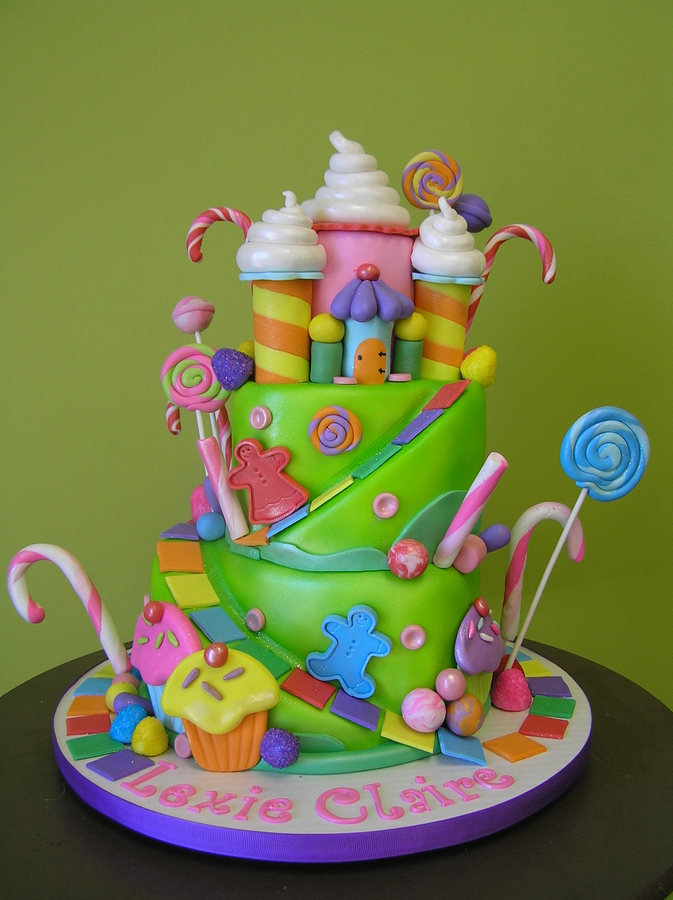 Candyland Themed Cake with Lollipops and Sugar Castle