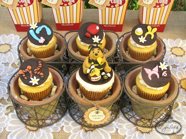 Pooh Bear Fondant Topped Cupcakes