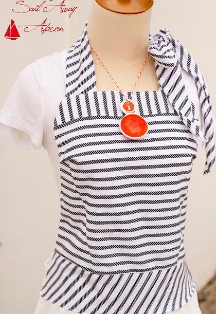 Striped Apron, Modeled on Mannequin