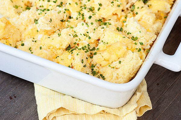 Scrambled Eggs in a White Dish 