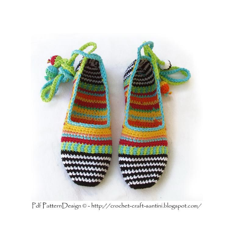 Pair of Striped Crochet Slippers