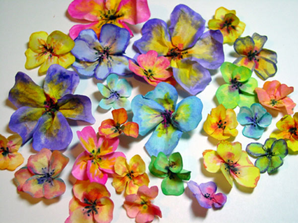 Collection of Colorful Rice Paper Pansies