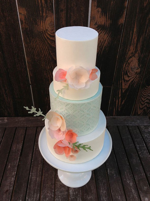 Tiered Wedding Cake with Rice Paper Flowers