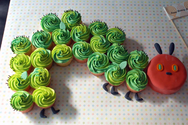 Cupcakes in Shape of the Very Hungry Caterpillar