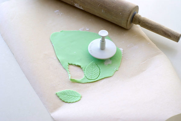 Rolling Pin, Green Fondant, Fondant Cutter and Wax Paper