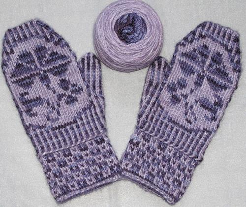 Purple Mittens with Morning Glory Theme