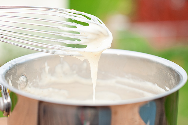 Pan and Whisk with Thick Bechamel Sauce