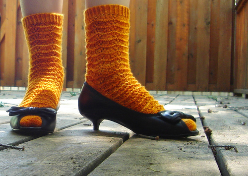 Knitting Orange Marigold Socks