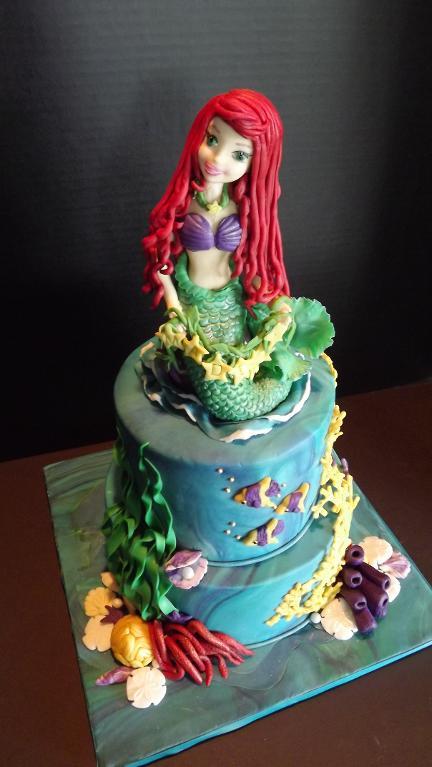 Cake in Shape of Fondant Little Mermaid