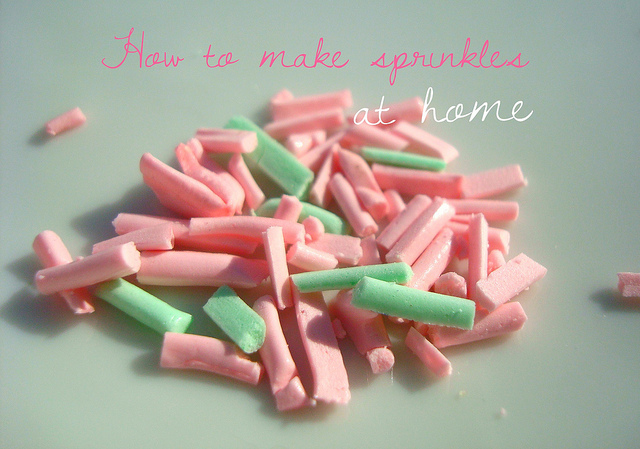 Close Up on Sprinkles with Overlaying Text Reading "How to Make Sprinkles at Home"