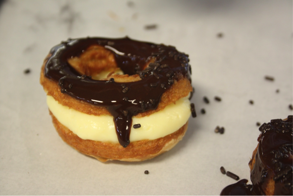 Cronut Filled with Cream, Topped with Chocolate