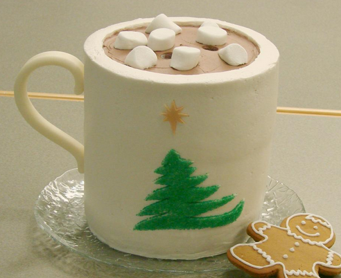 Cake Shaped Like Mug of Coco with Marshmallows