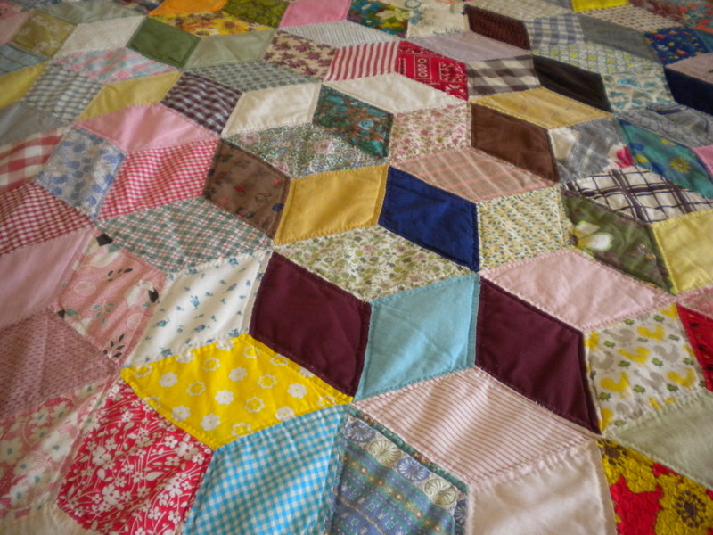 Diamond Pattern, Colorful Quilt