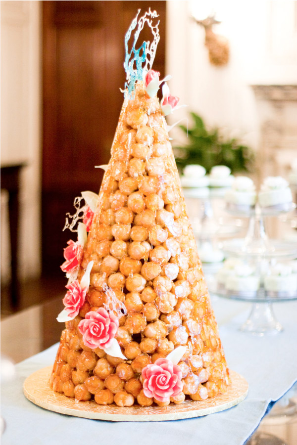 Croquembouche Decorated with Colorful Sugar Art