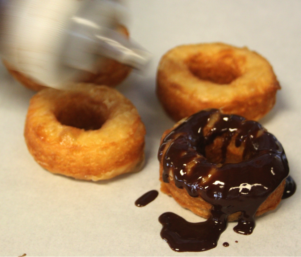 Dough Cooling, Being Iced with Chocolate Glaze