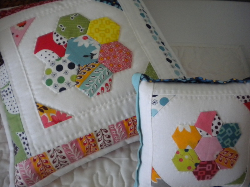 Quilted Pillows with Hexagon Pattern