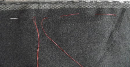 Grey Fabric with Hand Stitch: Running Stitch