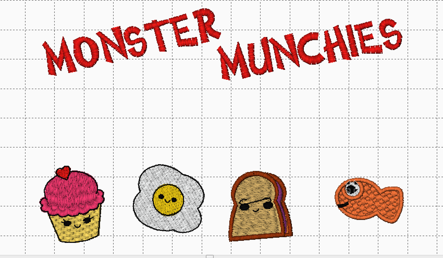 Monster Munchies Design on Gridded Background