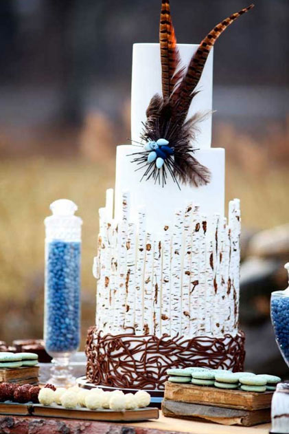 White Cake with Sculpting and Feather