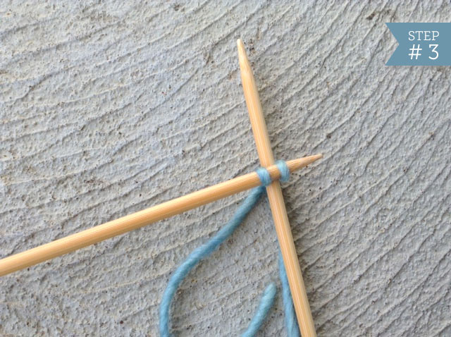Two Knitting Needles with Yarn Being Cast On 