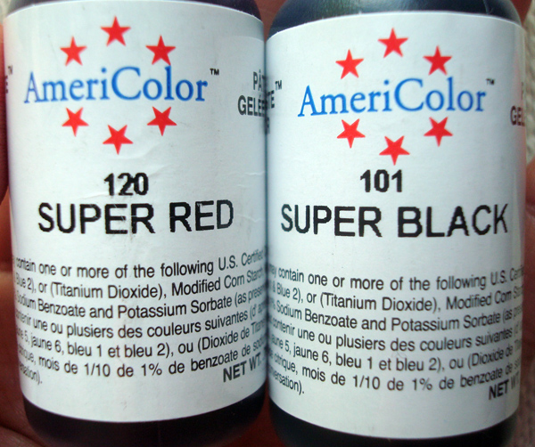 Close Up on Super Red and Black Food Coloring