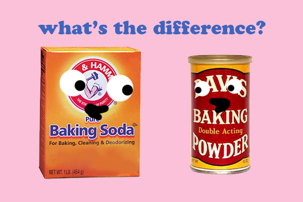 Cartoon of Baking Soda vs Baking Powder