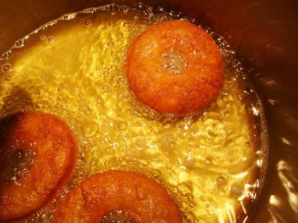 Doughnuts Frying in Pan 