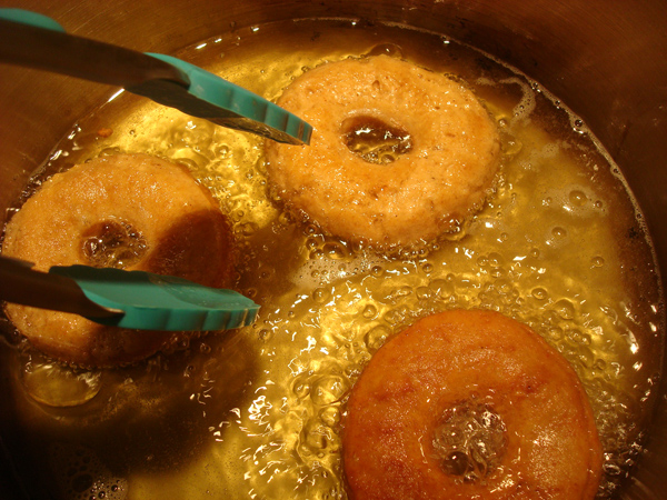 Doughnuts Being Fried in Pan 