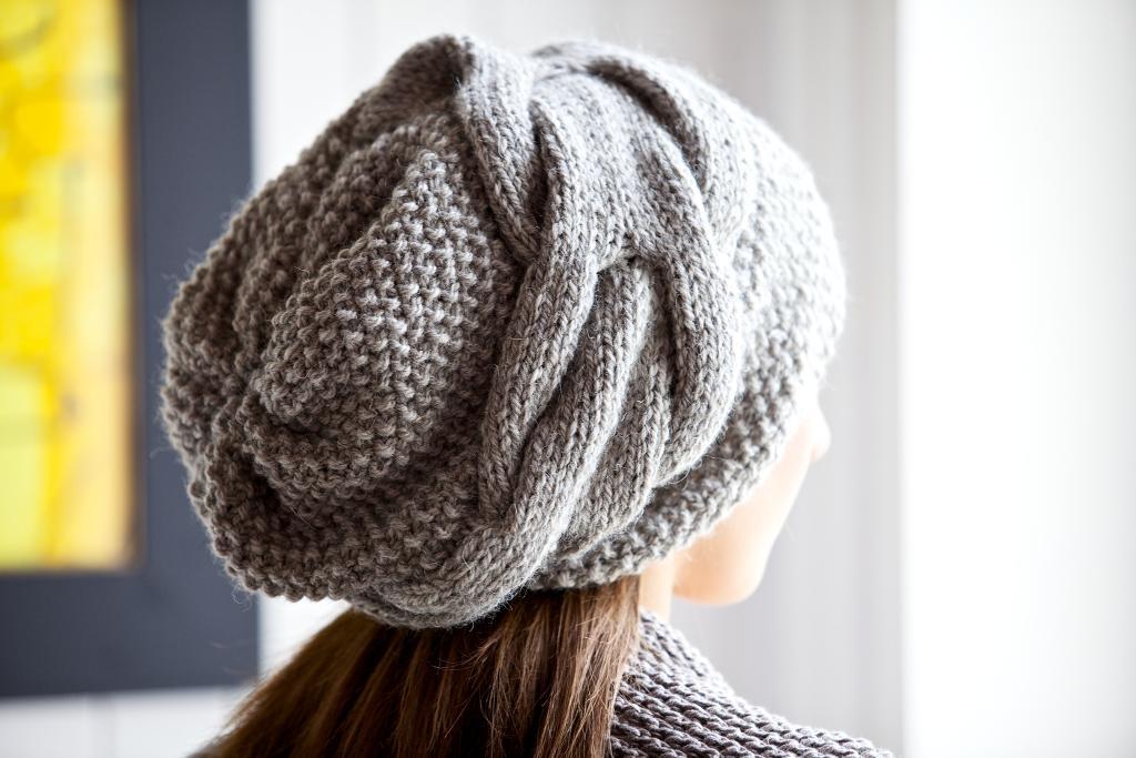 Grey Knit Slouch Hat - Warm Winter Headgear