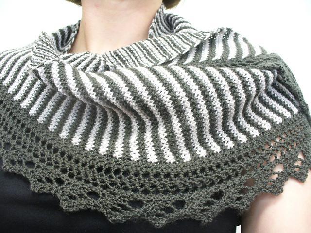 Green and White Sencillo Shawl Being Modeled by Woman