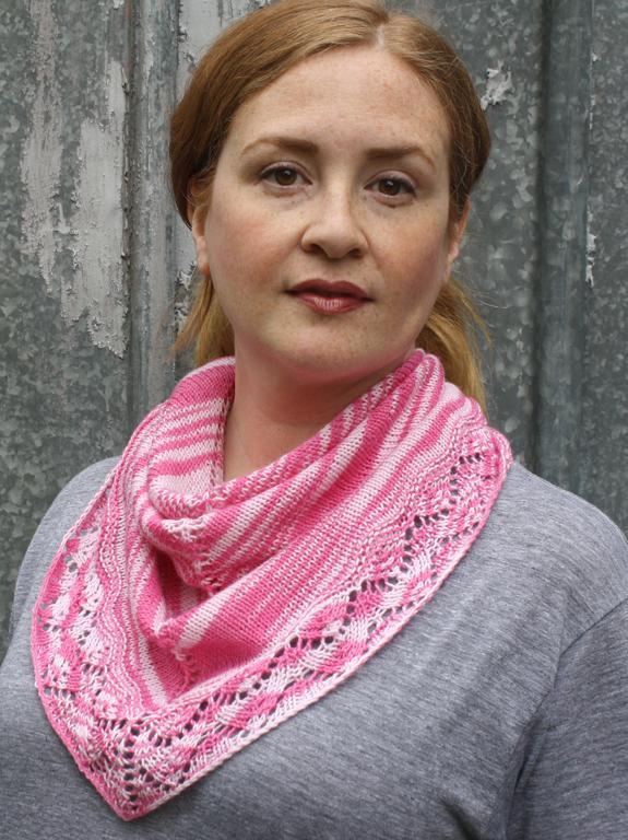 Woman Wearing Pink Knit Scarf