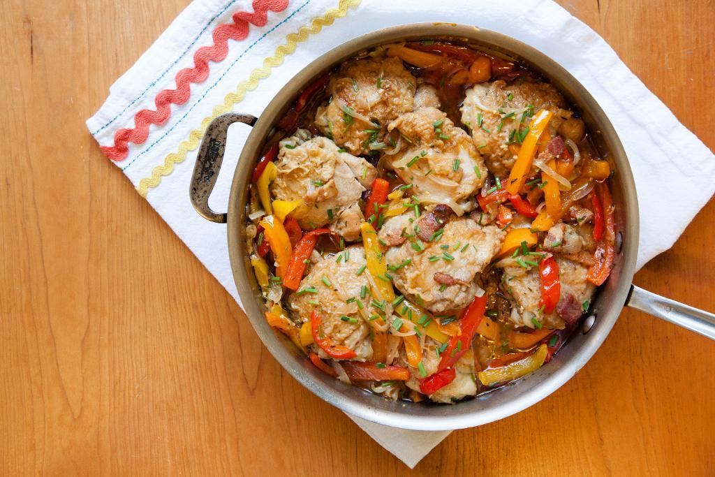 Braised Chicken with Vegetables in a Pan